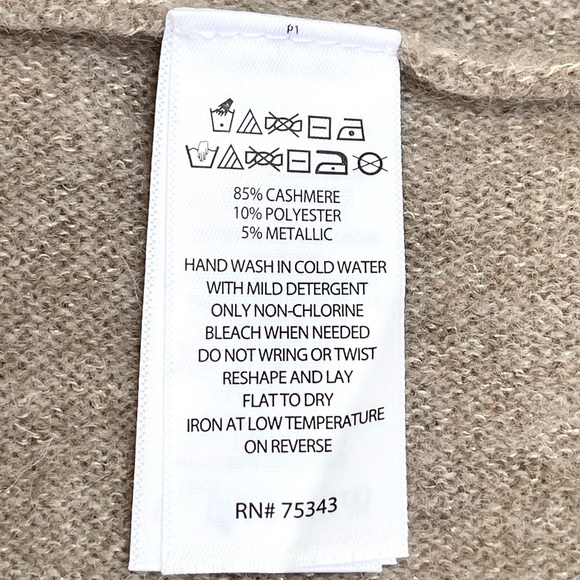 TAHARI Cashmere Sweater Sparkle Long Dolman Sleeve Crew Neck Stretch Pullover - Picture 14 of 14